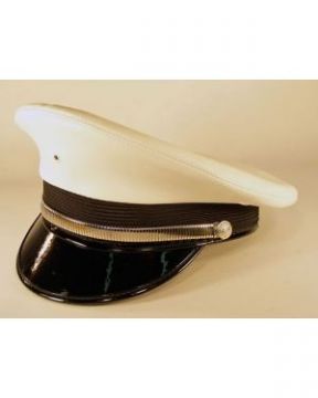 Midway Cap Co. 116 Round Style Cap - White With Black Visor