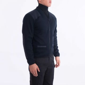Blauer Fleece Lined Zip Front Sweater - DARK NAVY