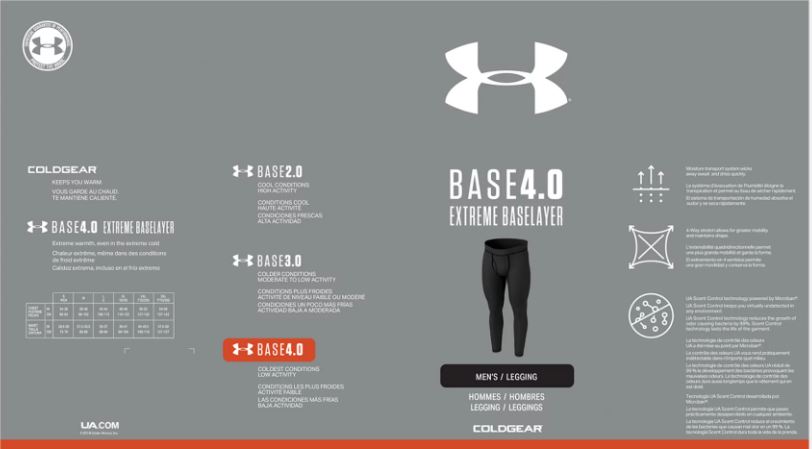 UNDER ARMOR BASE 4.0 LEGGING, BLACK