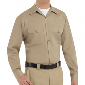 Red Kap Twill Long Sleeve Utility Uniform Shirt - Khaki