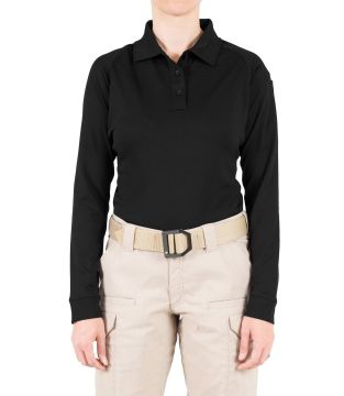 First Tactical Women's Performance Long Sleeve Black Polo