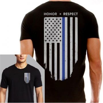 Thin Blue Line Honor & Respect Flag Men's T-Shirt