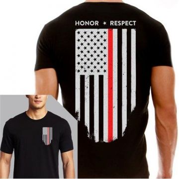 Thin Red Line Flag Honor & Respect Men's T-Shirt