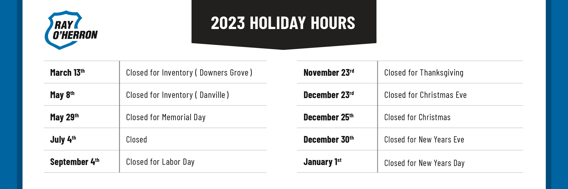 Holidays 2023
