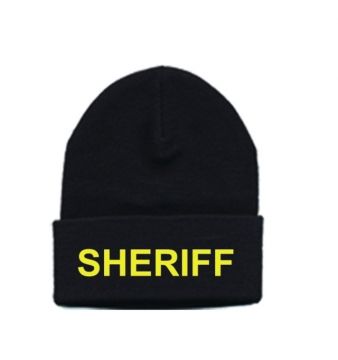 Hero's Pride Sheriff Watch Cap Fleece Black With Gold Sheriff