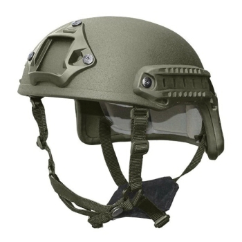 Avon F90 Ballistic Helmet, Large, Green, Mid-Cut, With Cam Fit & Epic Ait Fit Pad, NVG, Rails
