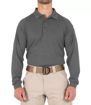 First Tactical Men's Performance Long Sleeve Polo Wolf Grey