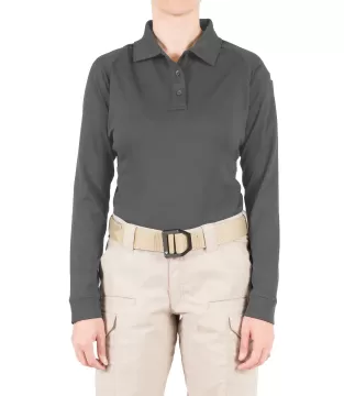 First Tactical Women's Performance Long Sleeve Polo Wolf Grey
