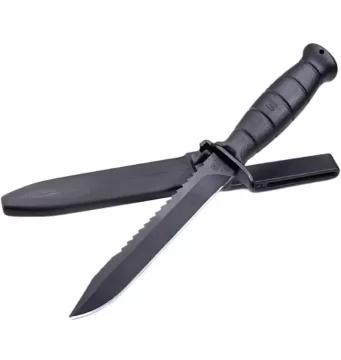 Glock FIELD KNIFE w/ SAW 6.5" + SHEATH Black Survival Tactical
